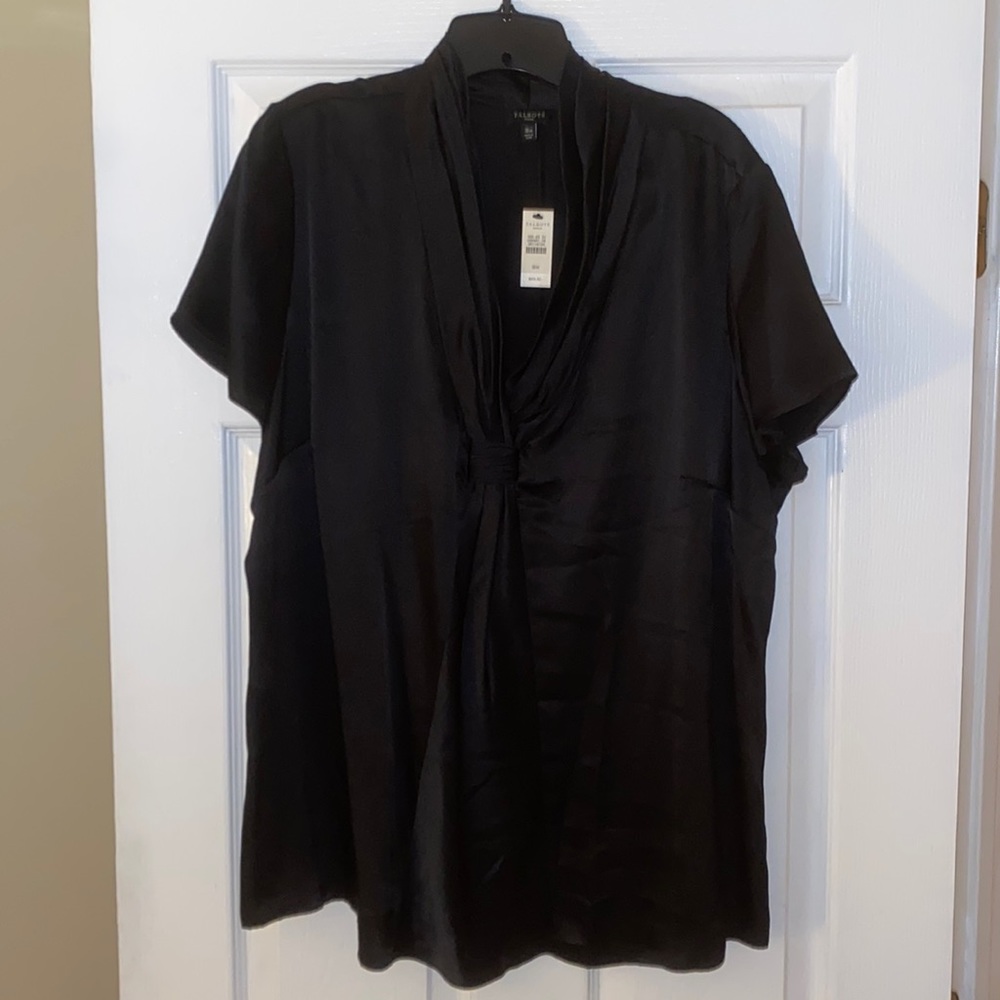 Talbots Woman Plus Size 18W Black 100% Silk Blouse